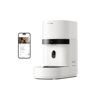 Petlibro white smart cat feeder with camera and WiFi app, pet feeder for multiple cats, rfid cat feeder, portion control proof of feeding.