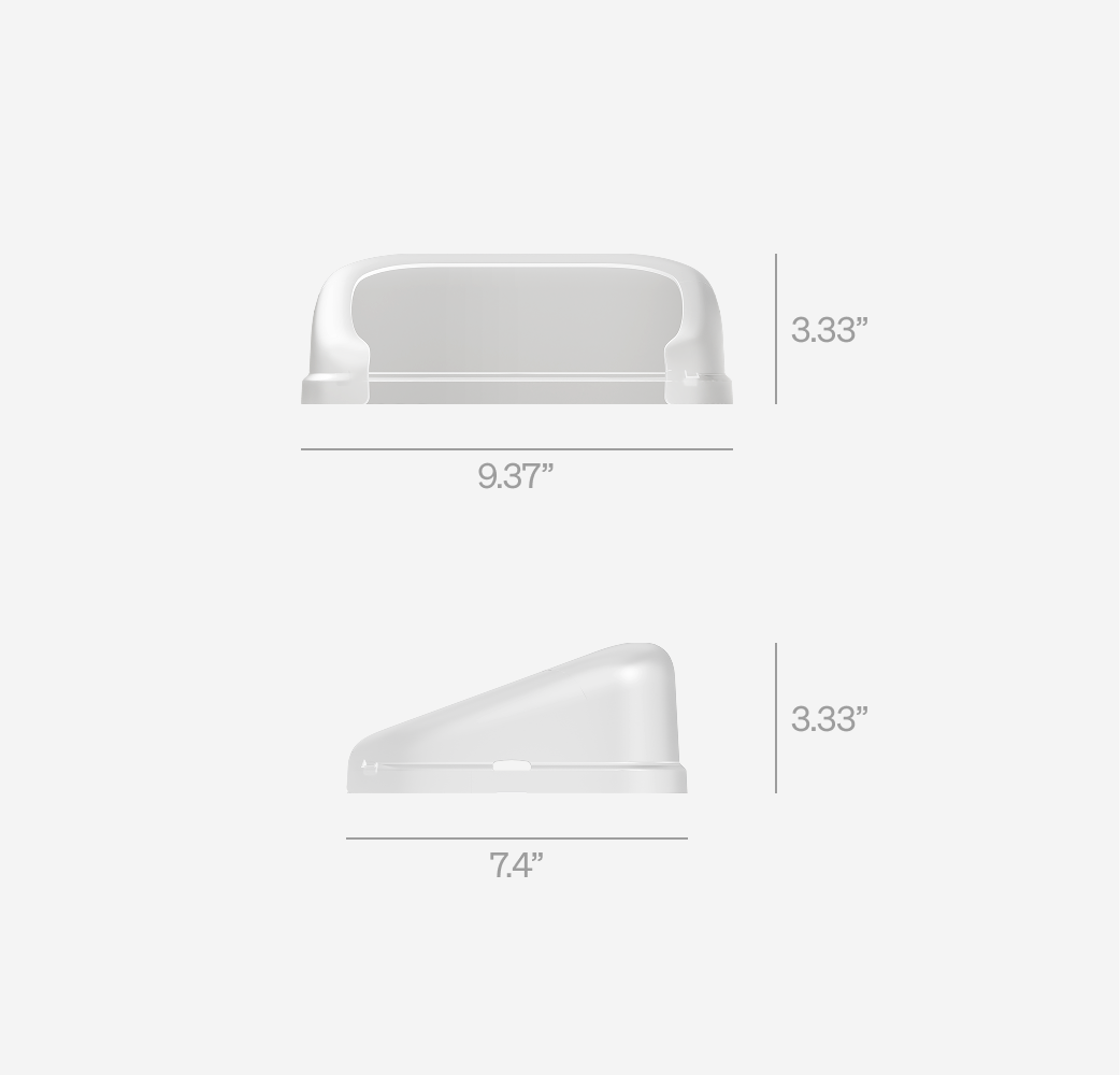 Petlibro PETLIBRO pet fountain cat water bowl ramp, white plastic, size diagram 9.37x3.33 in and 7.4x3.33 in