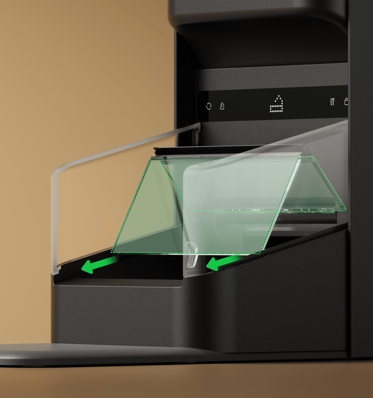 Petlibro automatic pet feeder in black with transparent sliding food tray and digital control panel