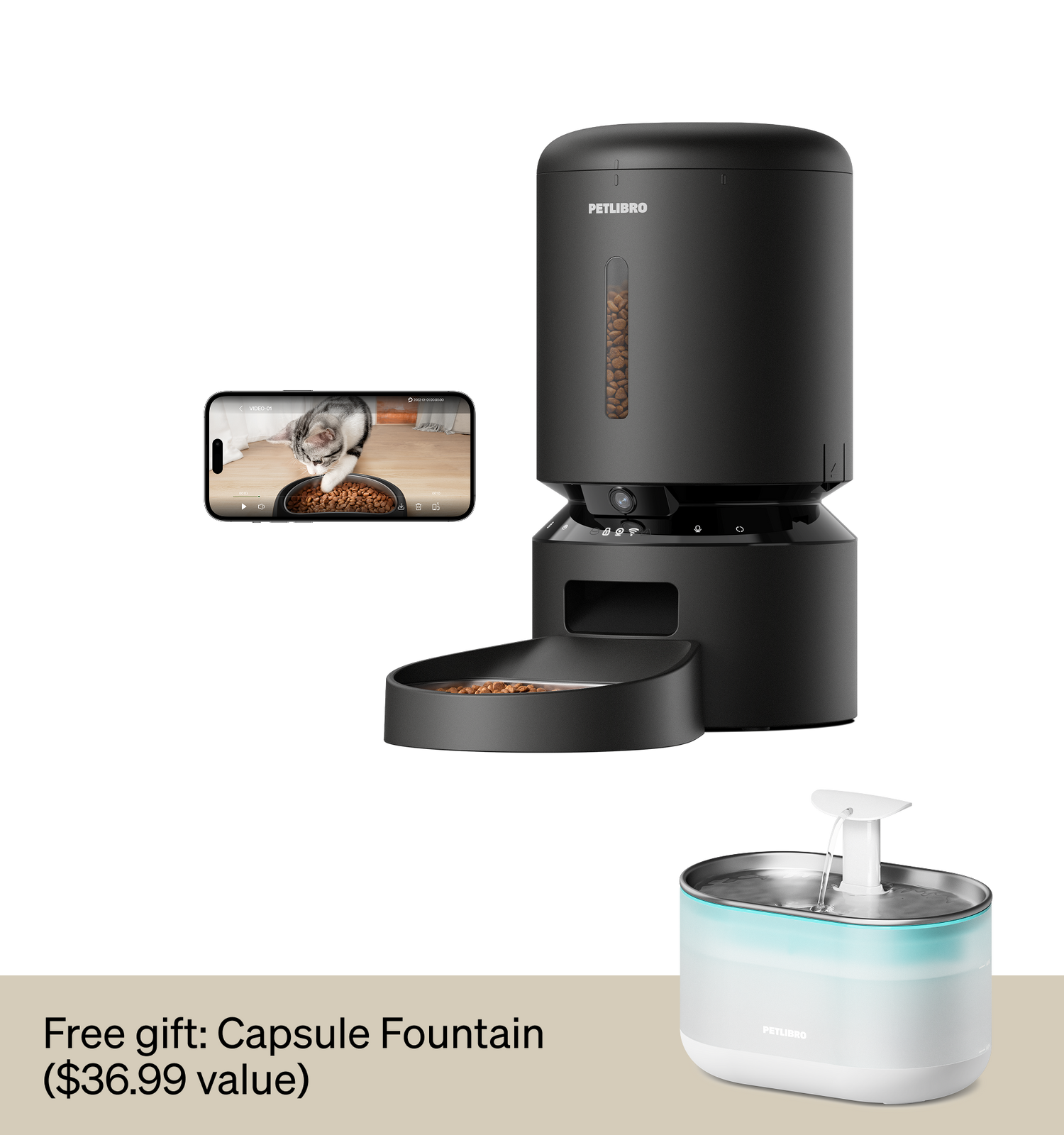 PETLIBRO GRANARY スマートカメラ給餌器 5L ブラック Petlibro Granary Smart Camera Feeder