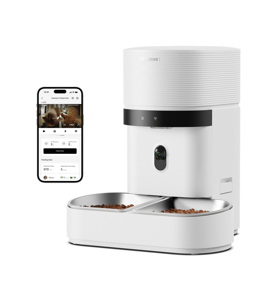 Petlibro pet feeder for multiple cats, rfid cat feeder with camera app for proof of feeding and cat feeder portion control, reliable wifi cat feeder
