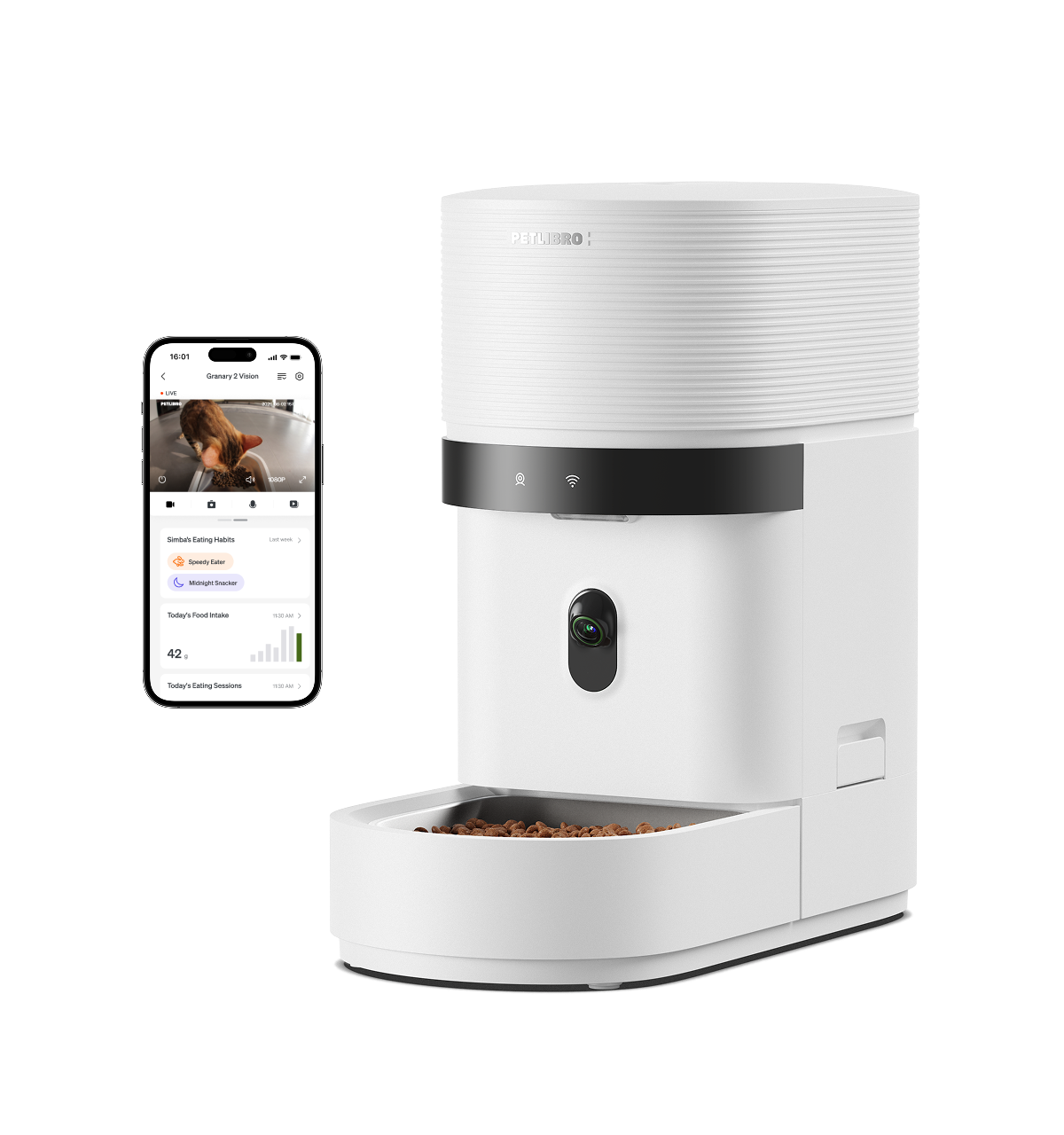 Petlibro pet feeder for multiple cats, smart cat feeder with camera; reliable wifi cat feeder, cat feeder portion control, rfid cat feeder