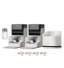 Petlibro PETLIBRO pet litter box and two smart feeders in gray and white, with app screen and cat collar tags set