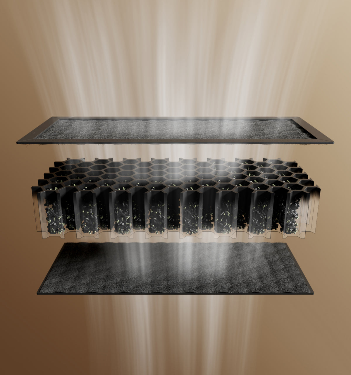 Petlibro multi-layer black honeycomb air filter with activated carbon and felt pads for pet odor control