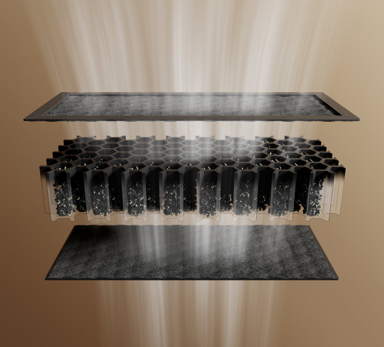 Petlibro black honeycomb activated carbon filter with layered design for air purification and odor removal
