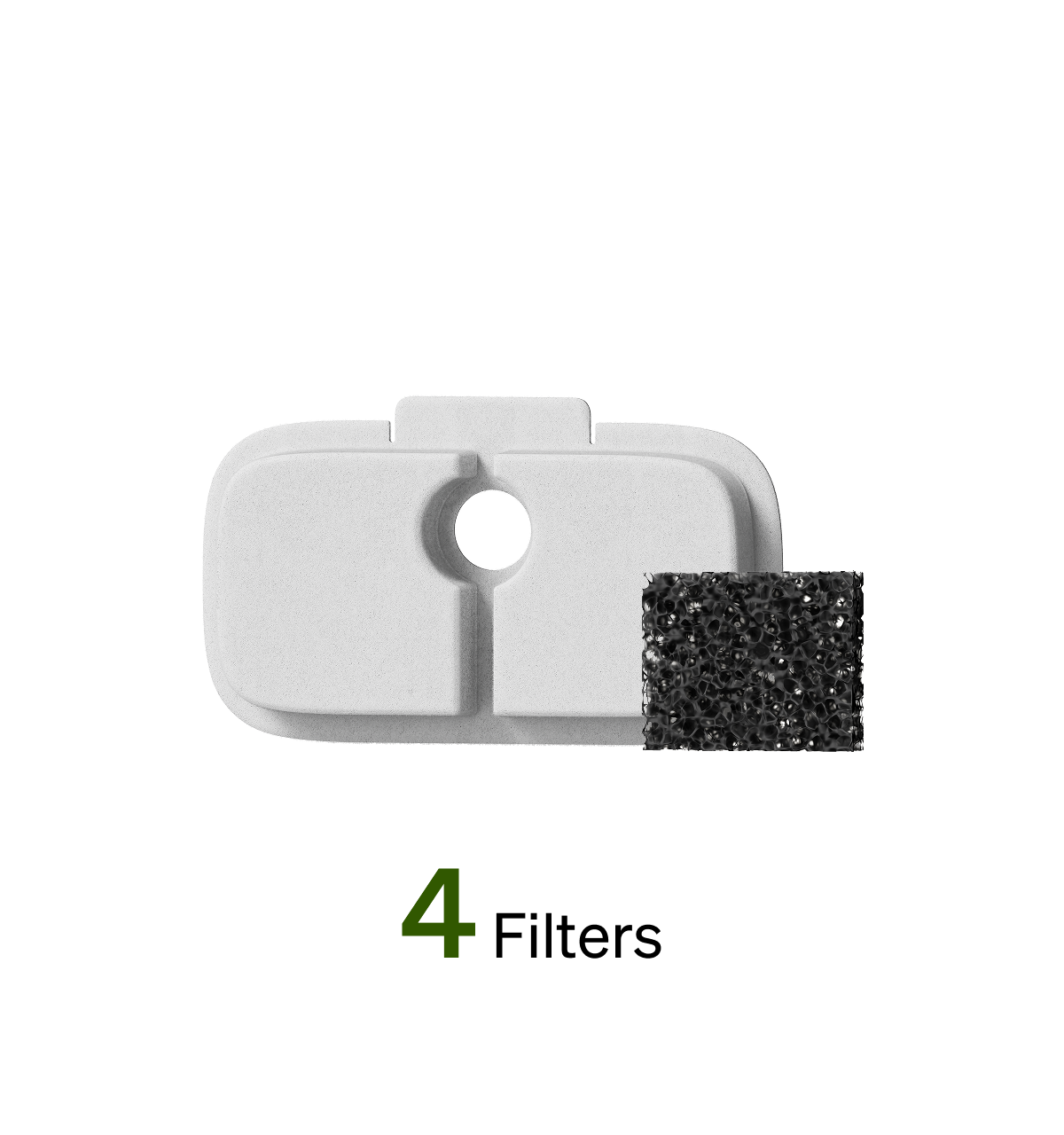Petlibro replacement filter set with white rectangular plastic frame and black porous sponge for pet water fountains