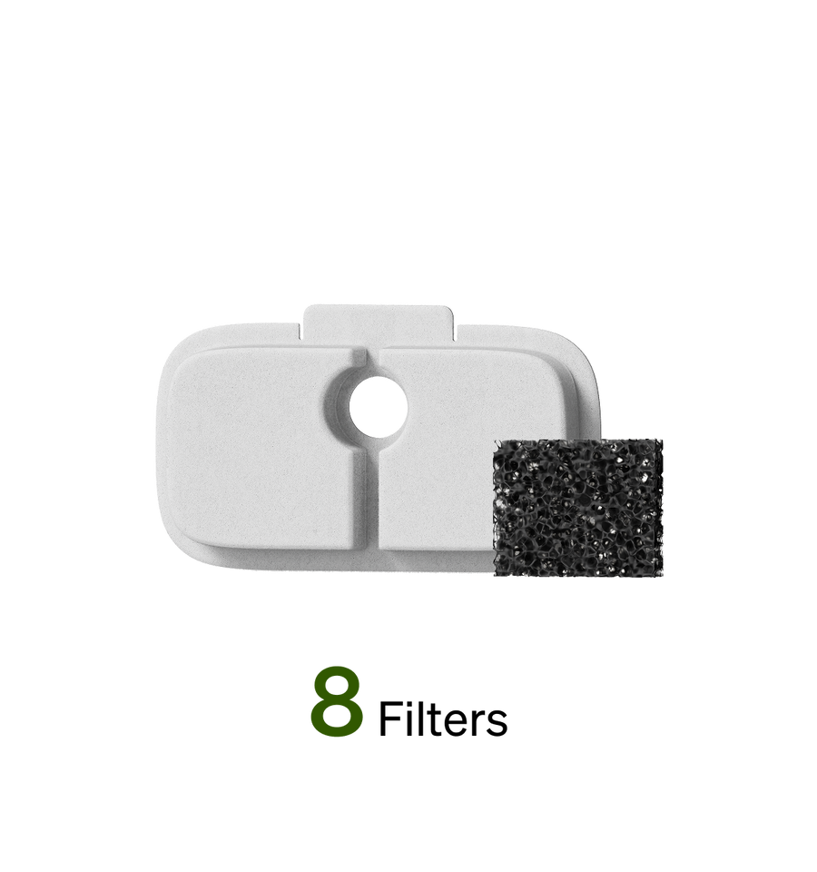 Petlibro replacement filter set with white rectangular plastic frame and black porous sponge for pet water fountains