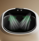 Petlibro automatic litter box with white oval shape and green arrows indicating air circulation inside the black interior compartment