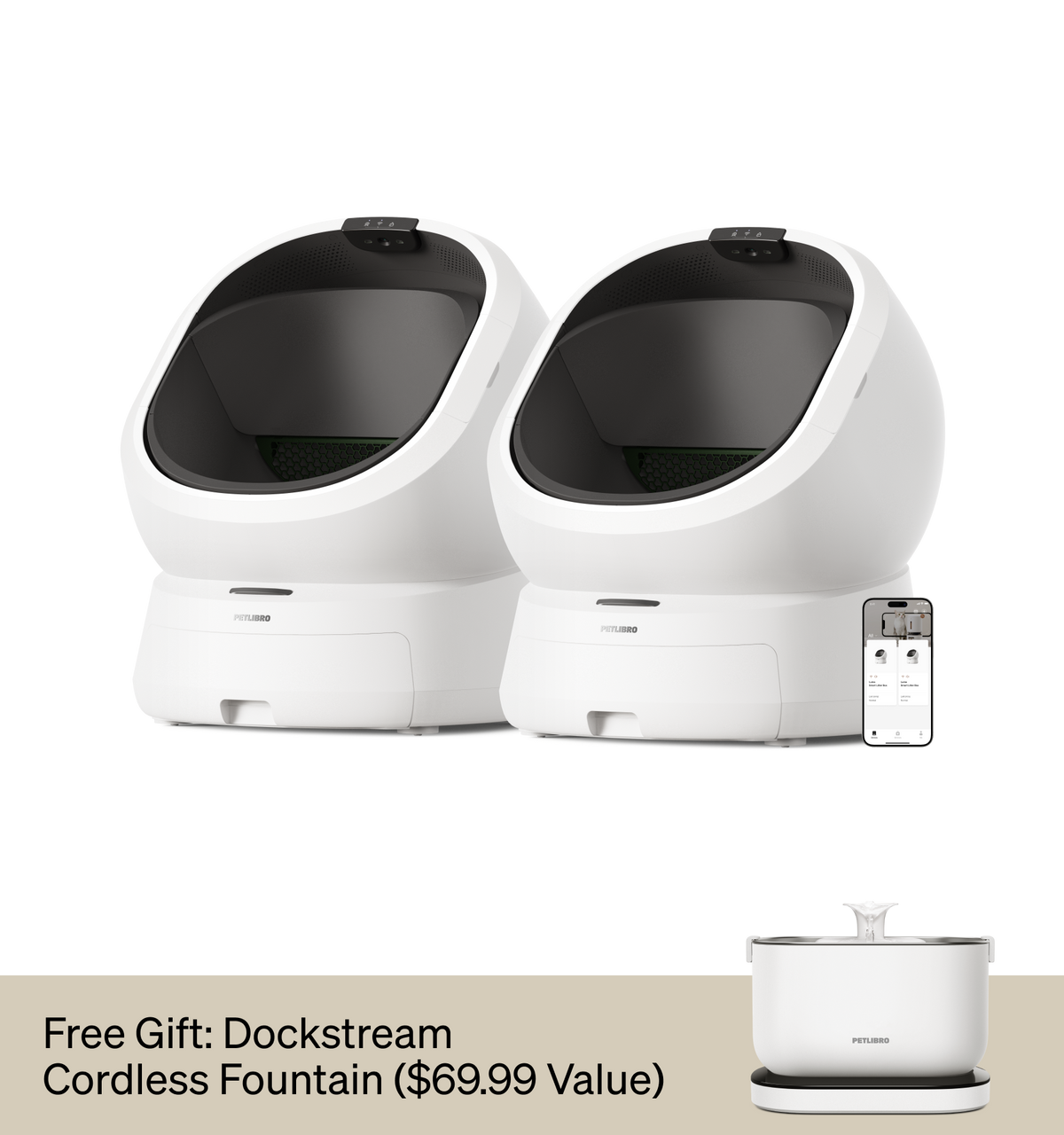 Petlibro Petlibro Luma odor control luma smart litter box, white automatic self cleaning litter box with app, plus litter box deodorizer gift