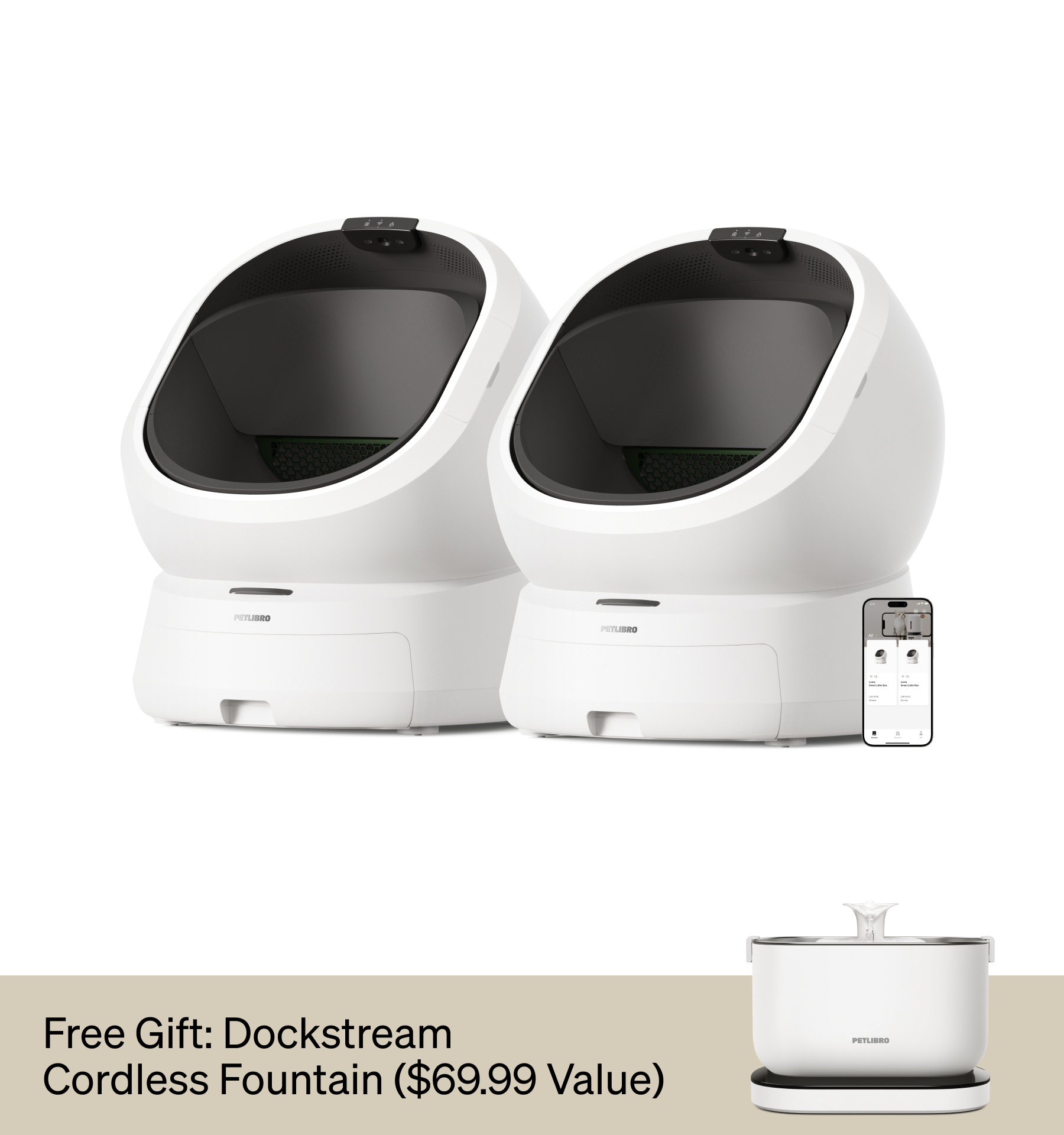 Petlibro Petlibro Luma odor control luma smart litter box, white automatic self cleaning litter box with app, plus litter box deodorizer gift