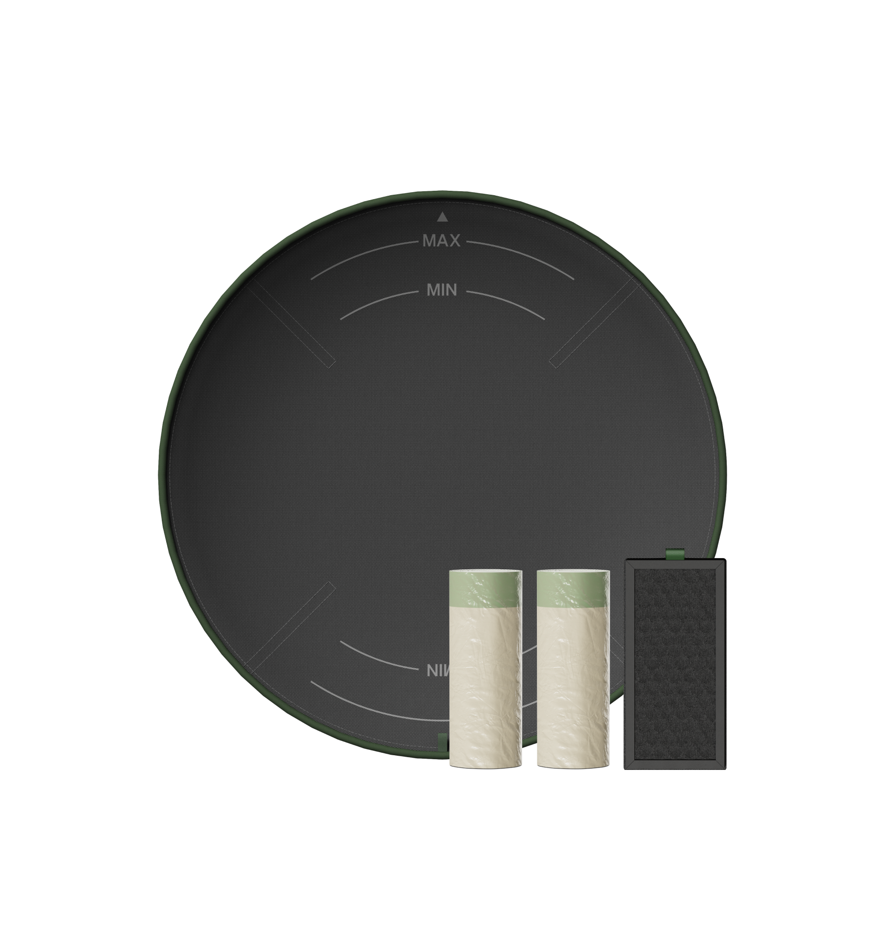 Petlibro round black pet water fountain filter replacement set with two carbon filter cartridges and one foam filter block