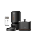 Petlibro PETLIBRO pet fountain for cat, black water fountain with app-controlled feeder and kibble bowl set on black background