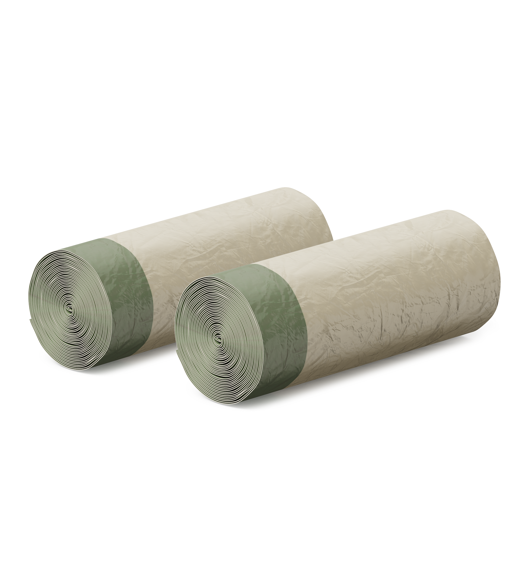 Petlibro biodegradable pet waste bags in beige rolls with green band, designed for easy dog poop cleanup