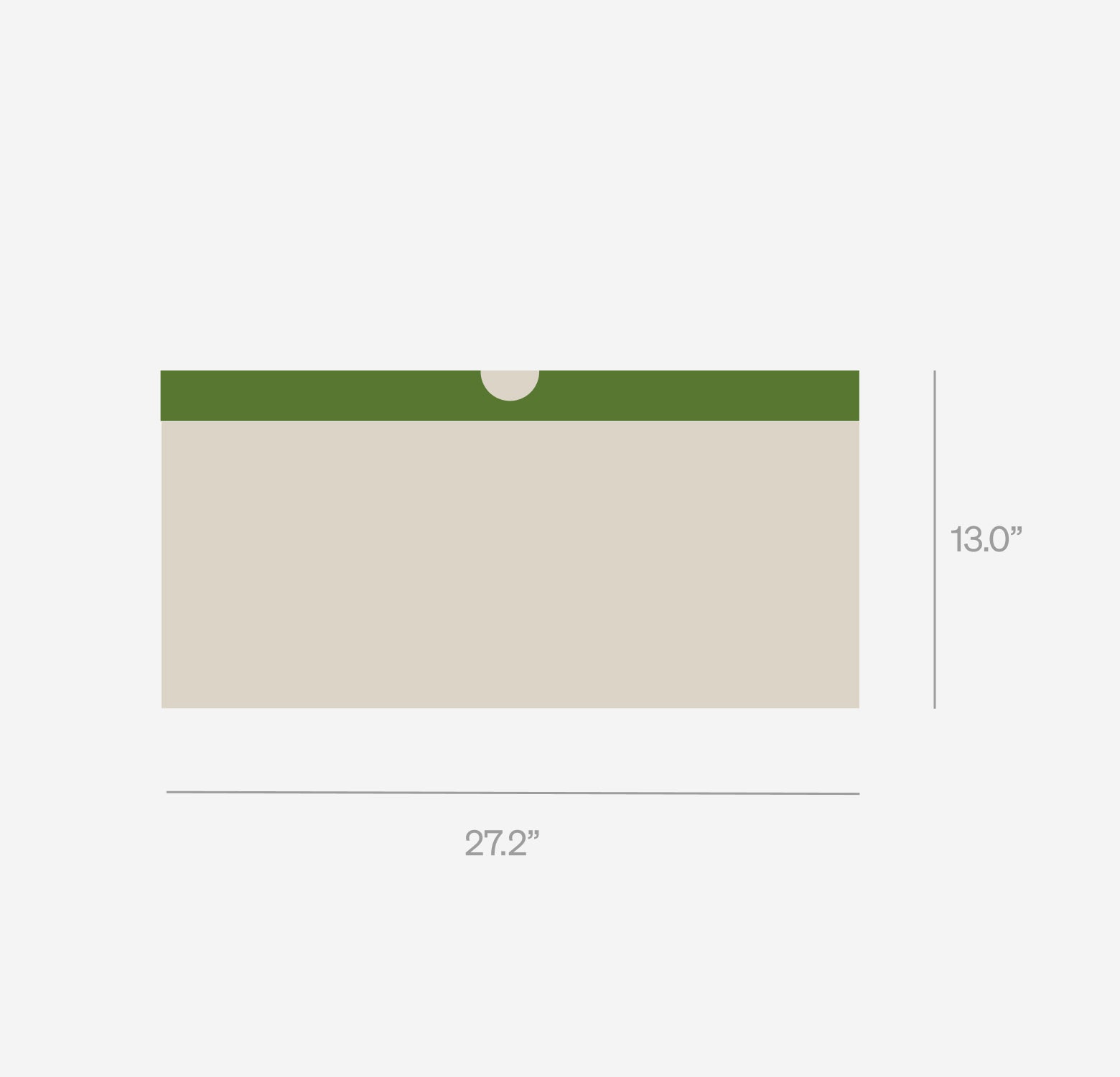 Petlibro rectangular pet bed with beige cushion and green trim, measuring 27.2 by 13 inches