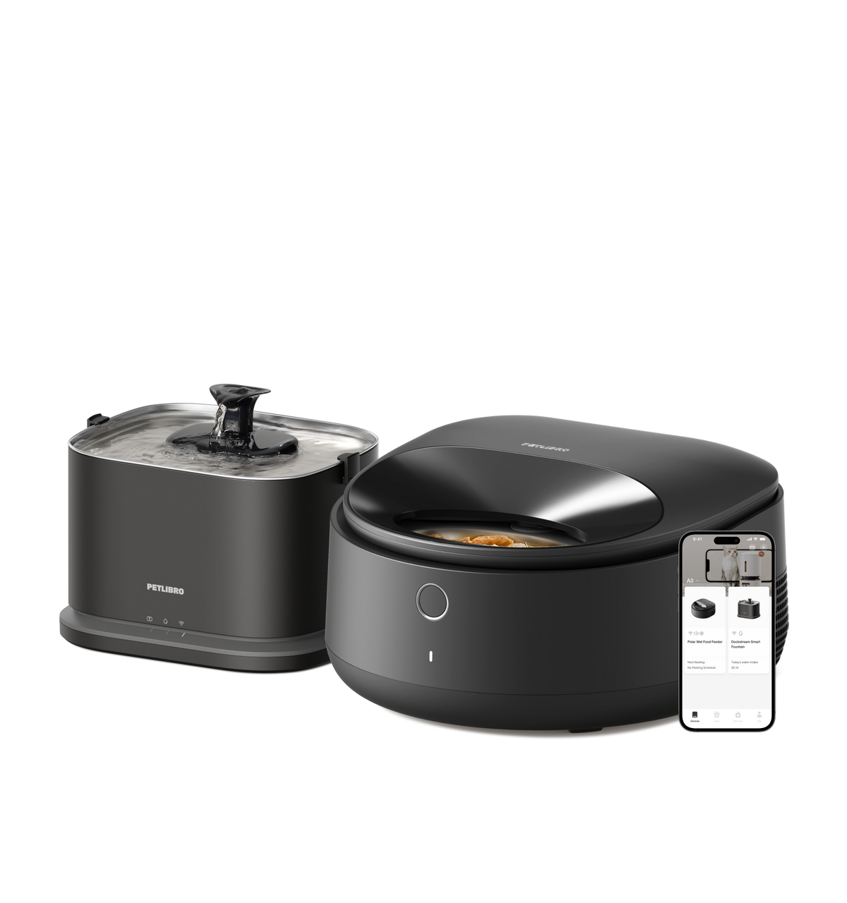 PETLIBRO ドリンクウォーターファウンテン 2 黒 Automatic Water And Wet Food Dispenser For Cats | Petlibro