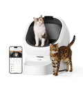Petlibro PETLIBRO Luma smart litter box, self cleaning cat litter box with odor control; cat inside, app screen shown