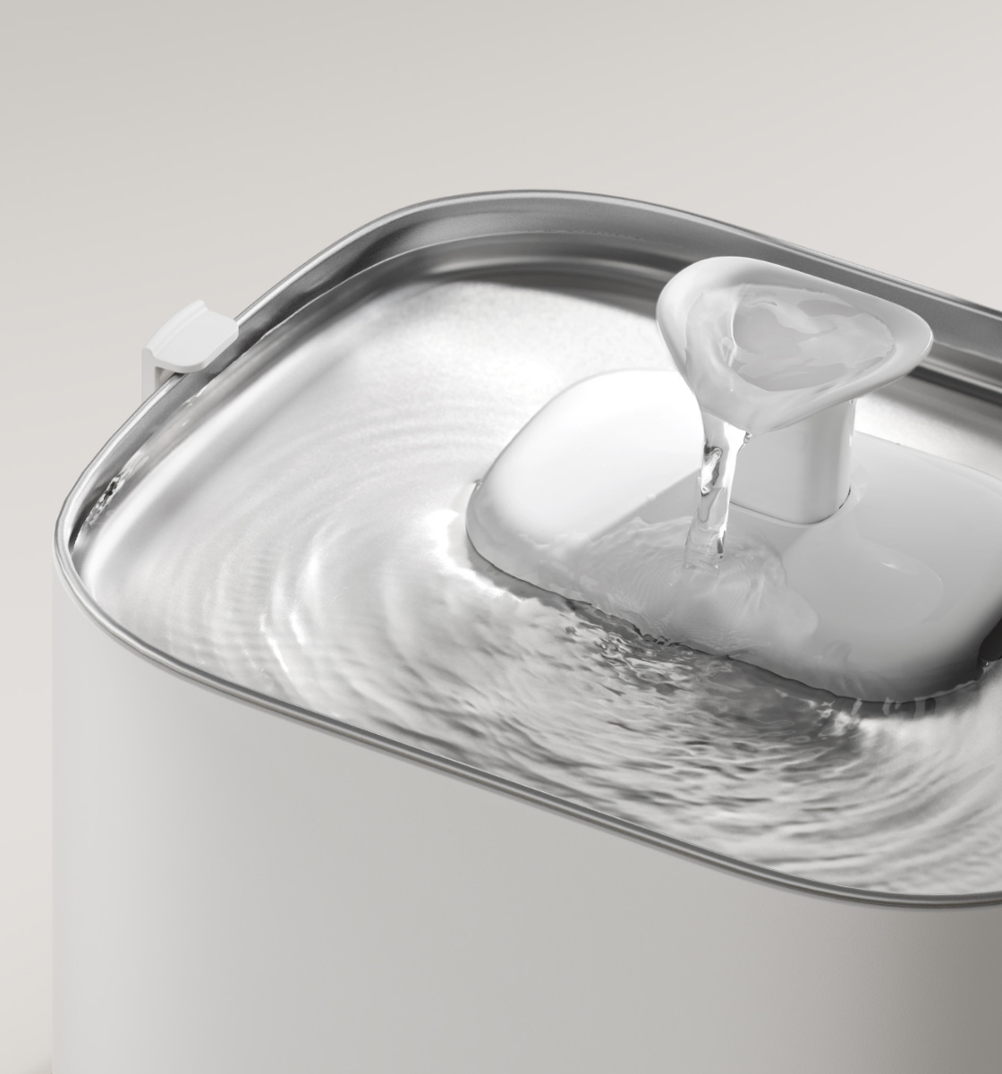 Petlibro PETLIBRO pet fountain, white cat water fountain with flowing spout and rippling water in stainless steel tray