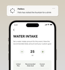 Petlibro mobile app screen showing water intake tracking with adjustable ounces and pet hydration notification