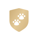 Petlibro beige shield icon with two white paw prints symbolizing pet protection or safety