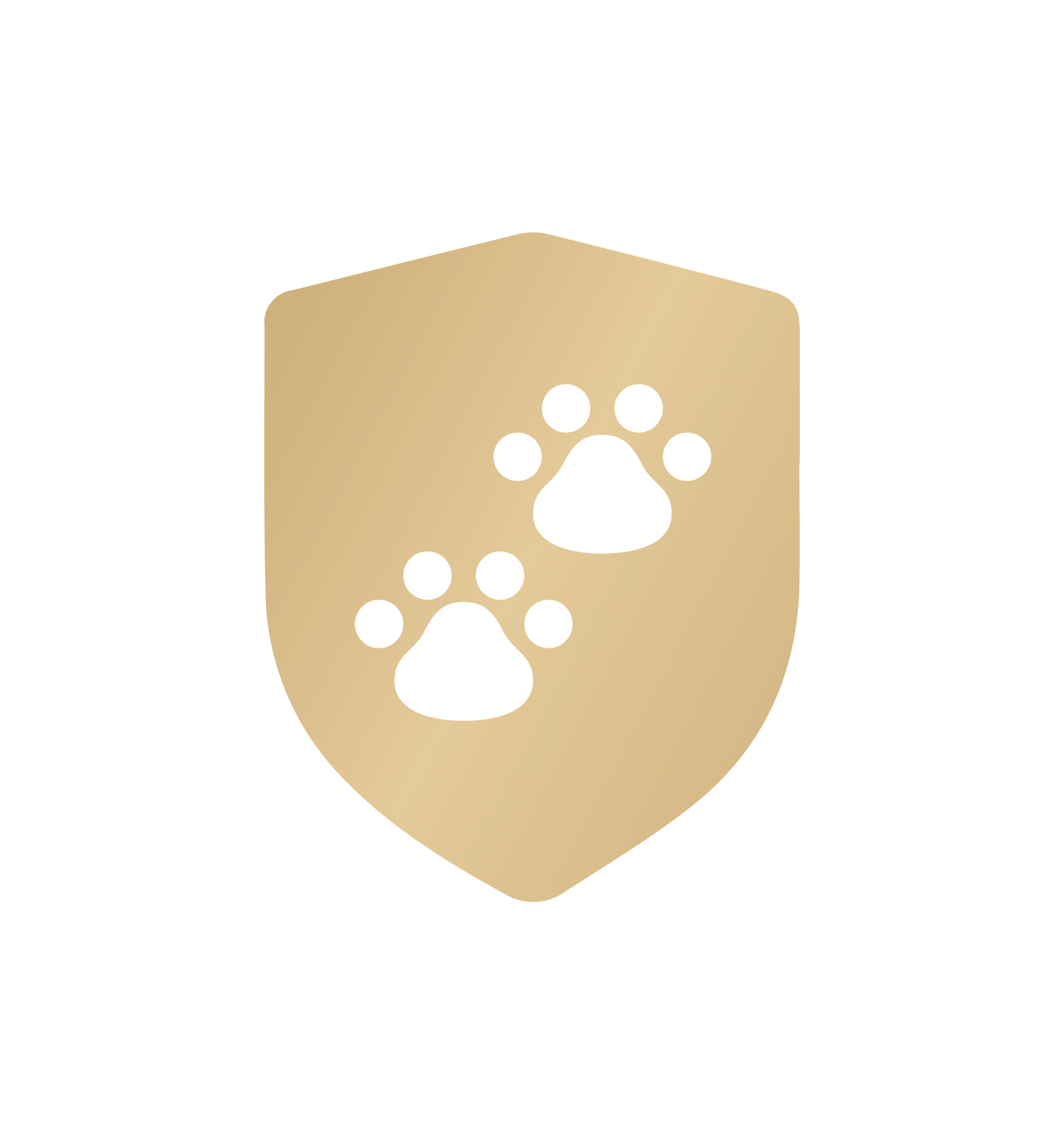 Petlibro beige shield icon with two white paw prints symbolizing pet protection or safety