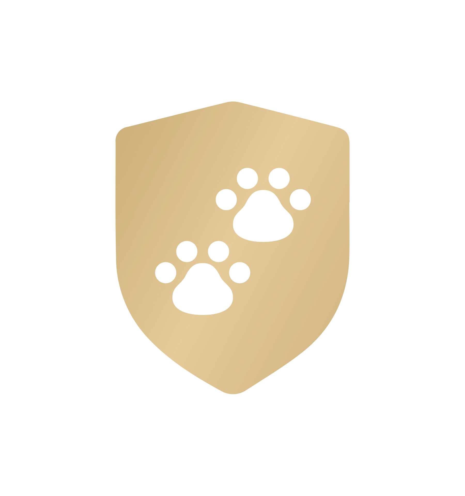 Petlibro beige shield icon with two white paw prints symbolizing pet protection or safety