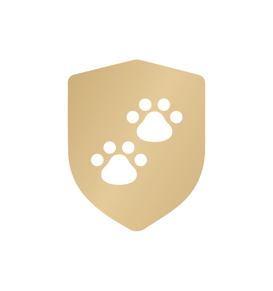 Petlibro beige shield icon with two white paw prints symbolizing pet protection or safety