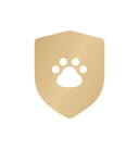 Petlibro gold shield icon with white paw print symbol representing pet protection or safety