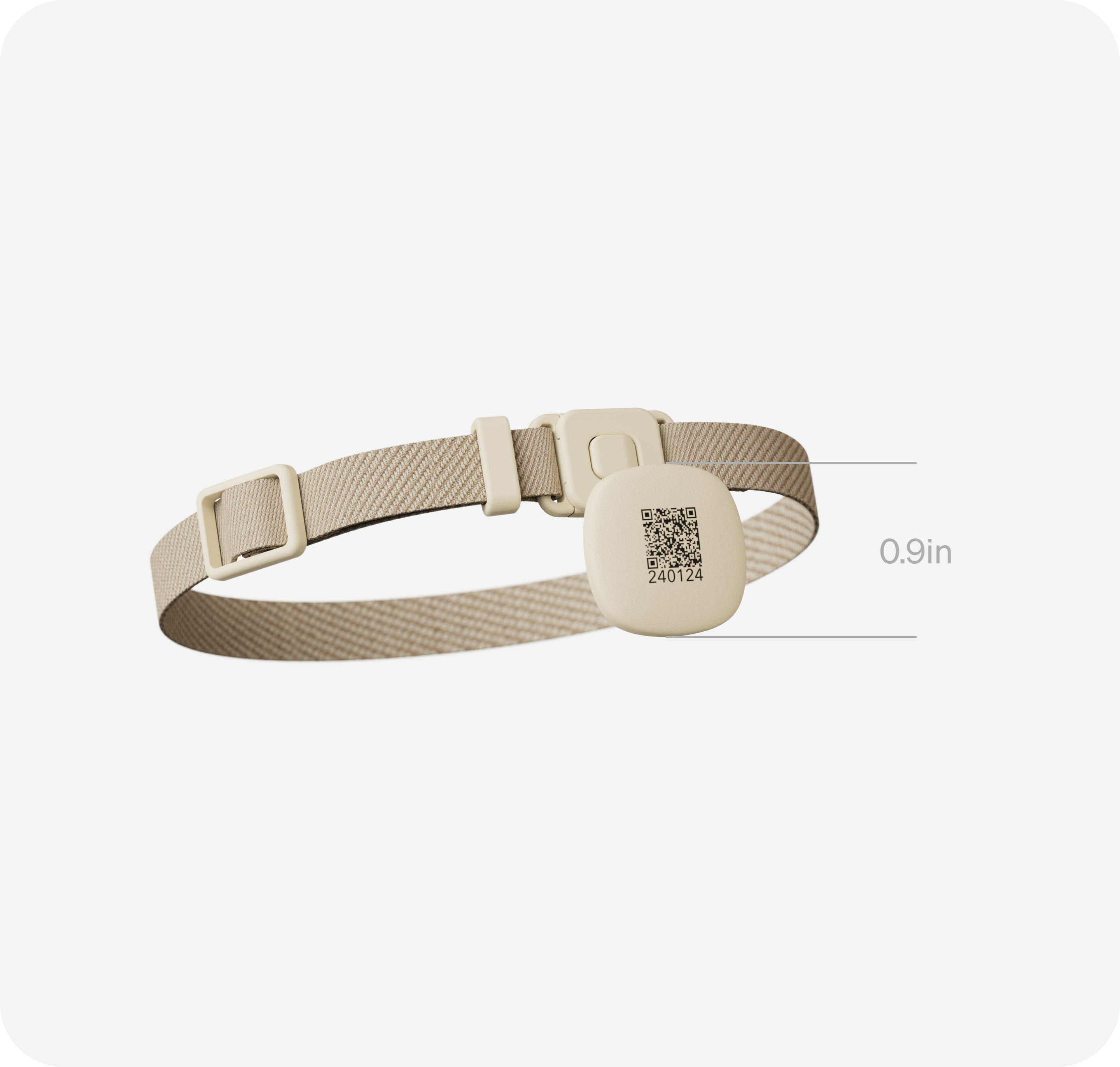 Petlibro PETLIBRO pet fountain cat collar tag, beige strap with QR code tracker, 0.9in wide on white background