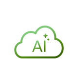 Petlibro green cloud-shaped icon with "AI" text and two sparkle stars, symbolizing artificial intelligence technology