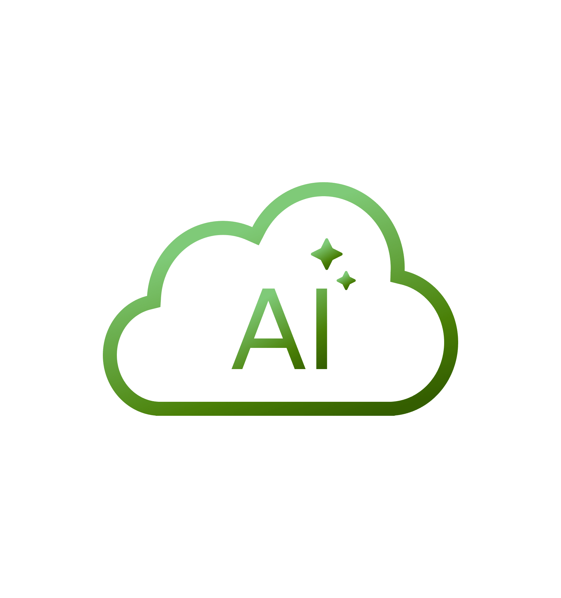 Petlibro green cloud-shaped icon with "AI" text and two sparkle stars, symbolizing artificial intelligence technology.