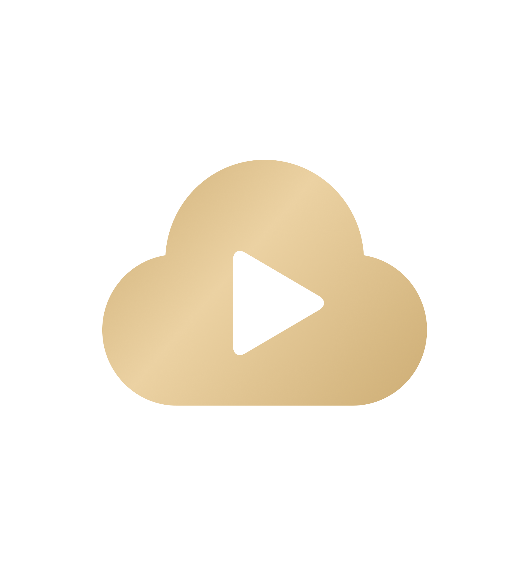 Petlibro gold cloud-shaped icon with white play button symbol on black background
