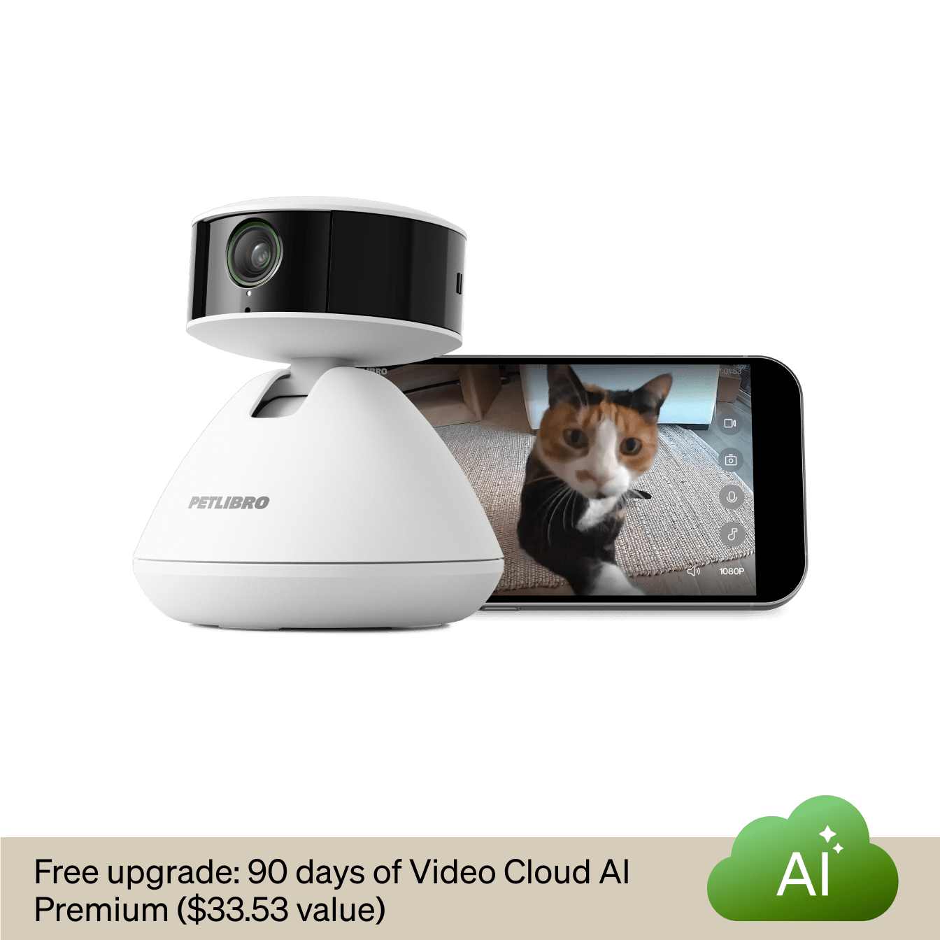 Petlibro PETLIBRO pet camera with cat video preview; not a litter box, white smart monitor for cat and pet tracking
