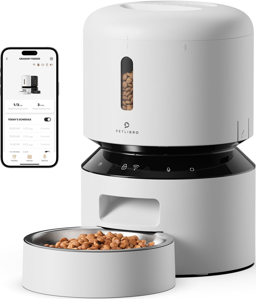 PETLIBRO Automatic Cat Feeder, 5G WiFi Automatic Pet Feeder with Freshness Preservation, 3L Timed Cat Feeders for Dry Food, Up to 48 Portions 10 Meals Per Day, Granary Pet Feeder for Cat/Dog - PETLIBRO